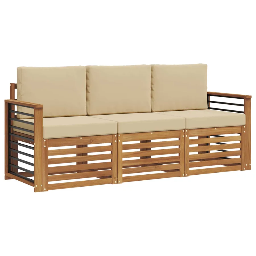 Ensembles de canapés avec coussin 3 pcs Naturel et Beige - 2