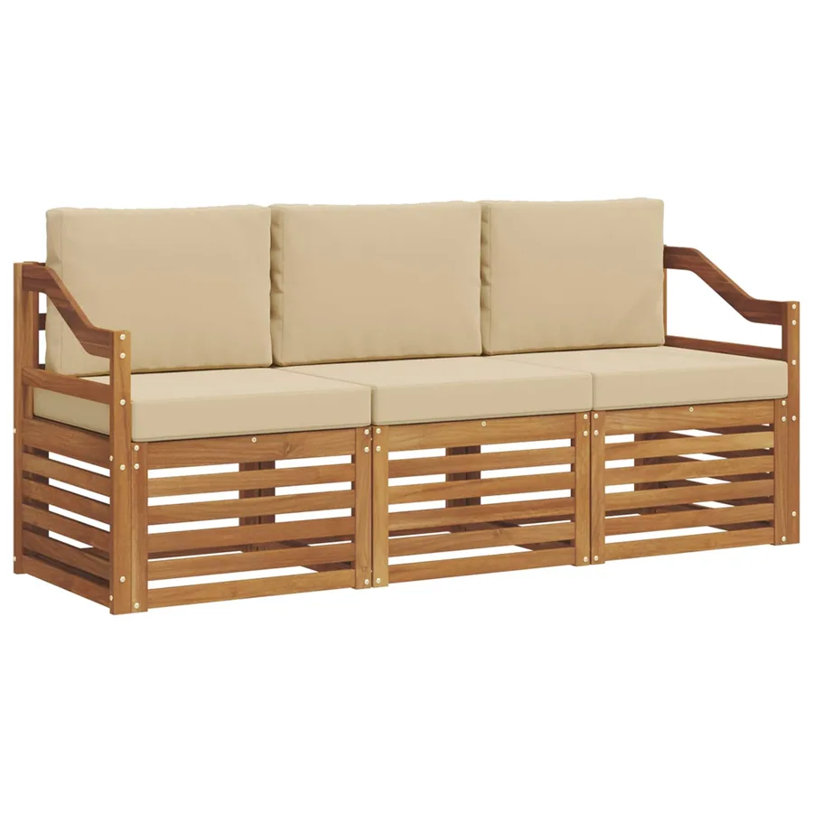 Ensembles de canapés avec coussin 3 pcs Naturel et Beige - 2