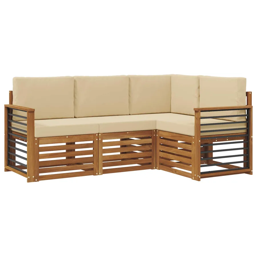 Ensembles de canapés avec coussin 4 pcs Naturel et Beige - 2