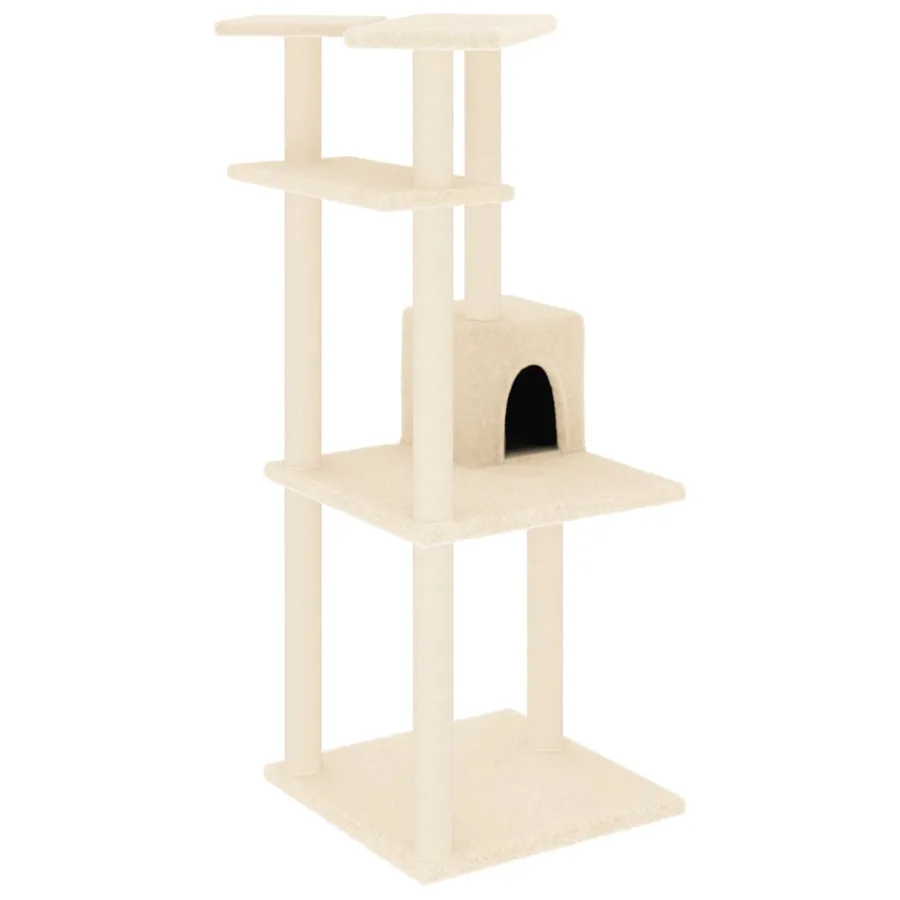 Arbre à chat avec griffoirs en sisal crème 123 cm - 2