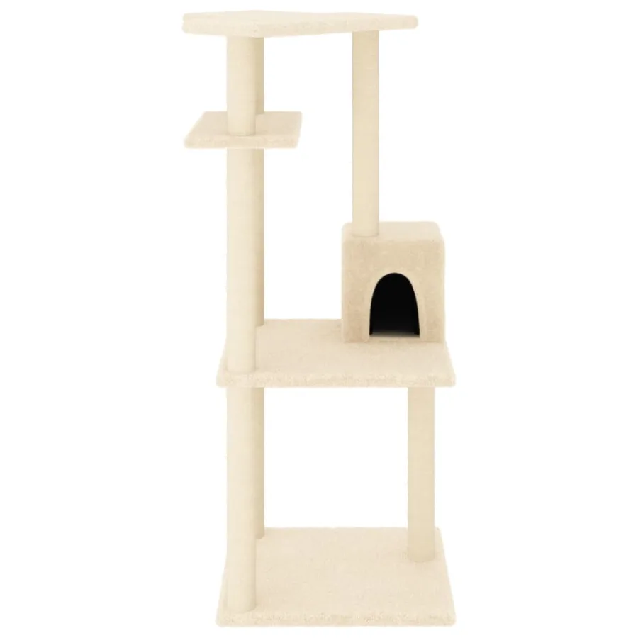 Arbre à chat avec griffoirs en sisal crème 123 cm - 3
