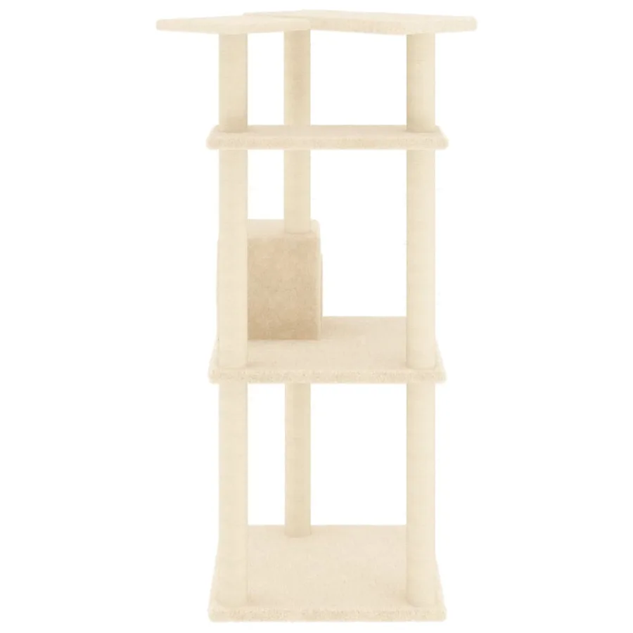 Arbre à chat avec griffoirs en sisal crème 123 cm - 4