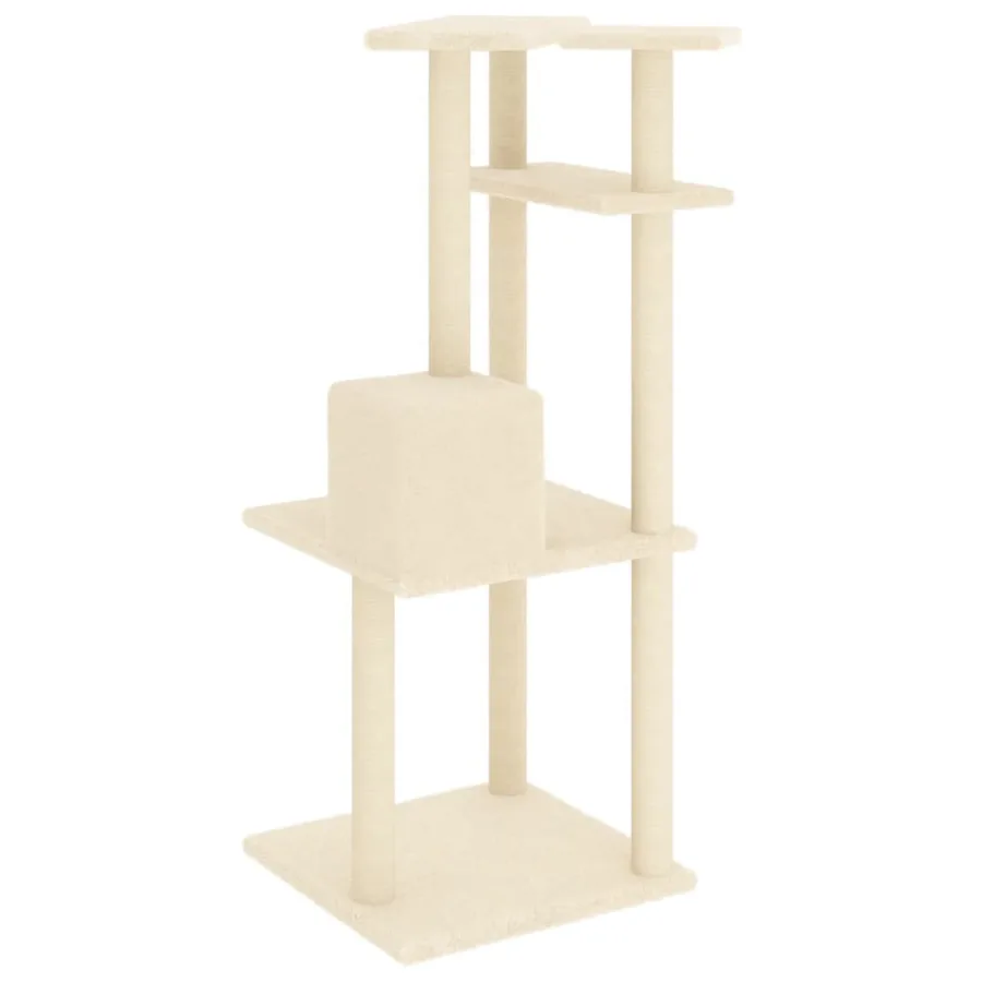 Arbre à chat avec griffoirs en sisal crème 123 cm - 5