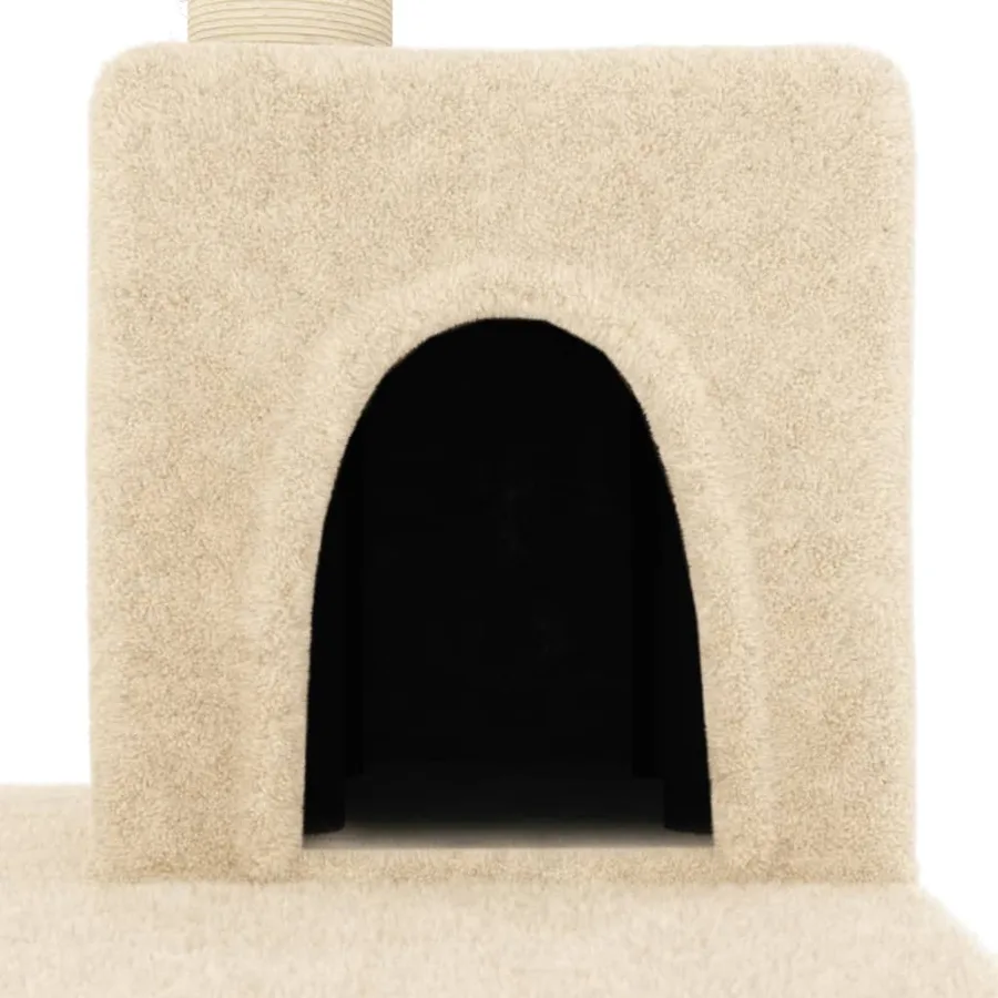 Arbre à chat avec griffoirs en sisal crème 123 cm - 6