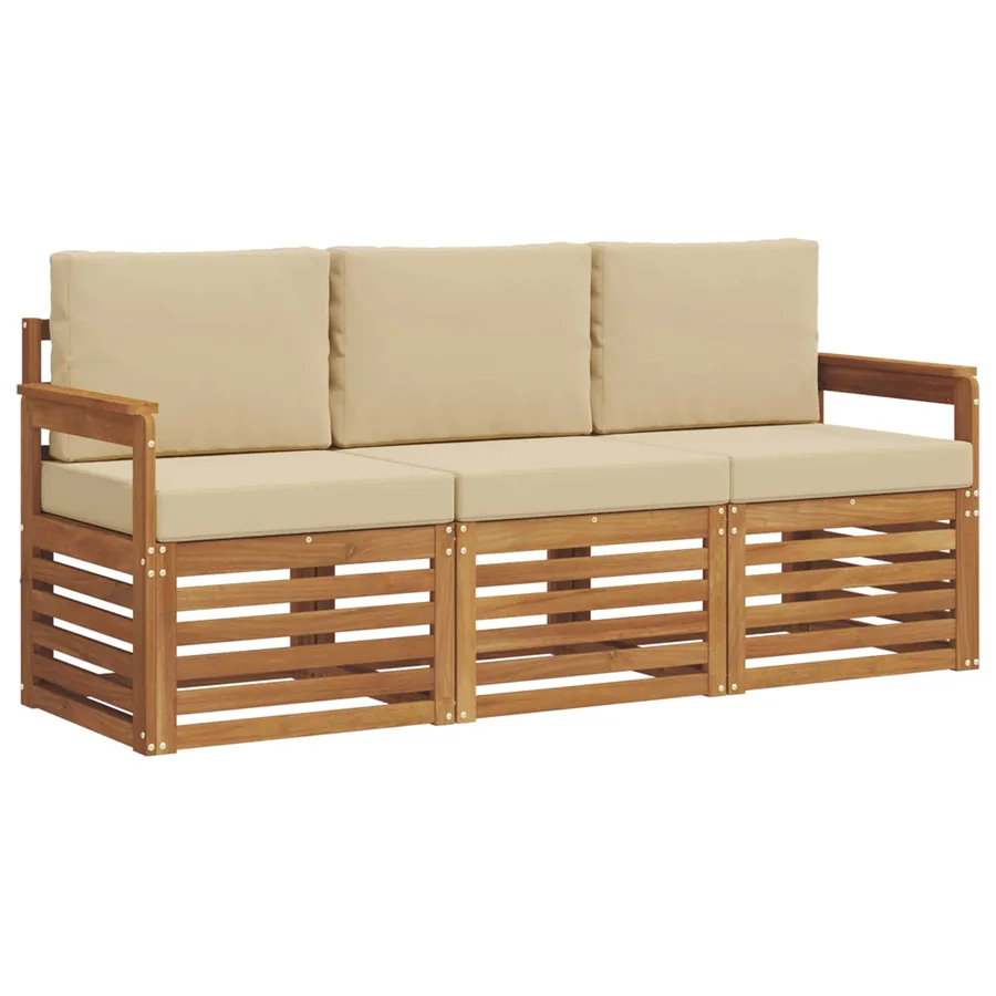 Ensembles de canapés avec coussin 3 pcs Naturel et Beige - 2