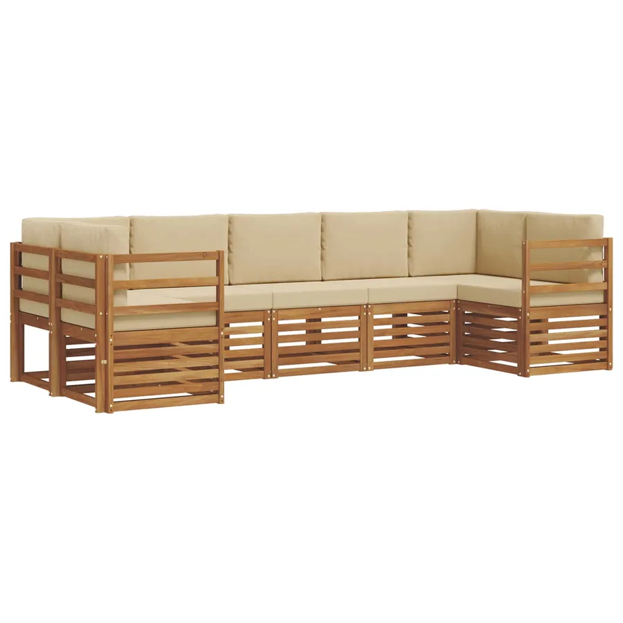 Ensemble de canapé d'angle avec coussin 7 pcs Naturel et Beige - 2