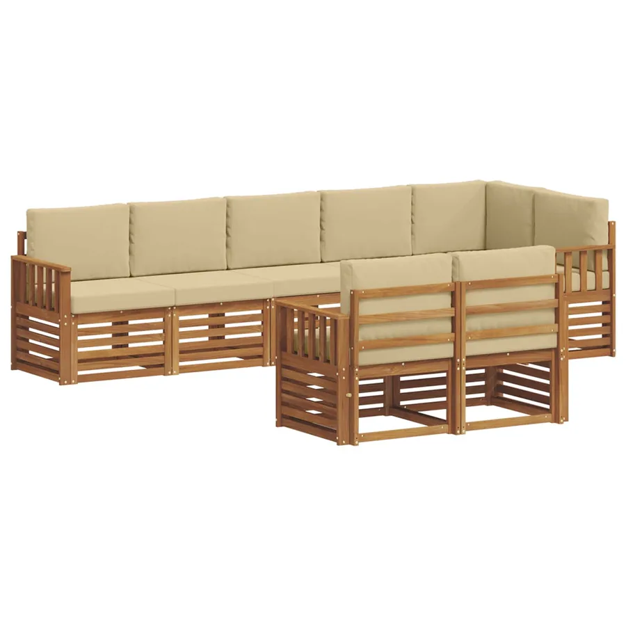 Ensembles de canapés avec coussin 8 pcs Naturel et Beige - 2