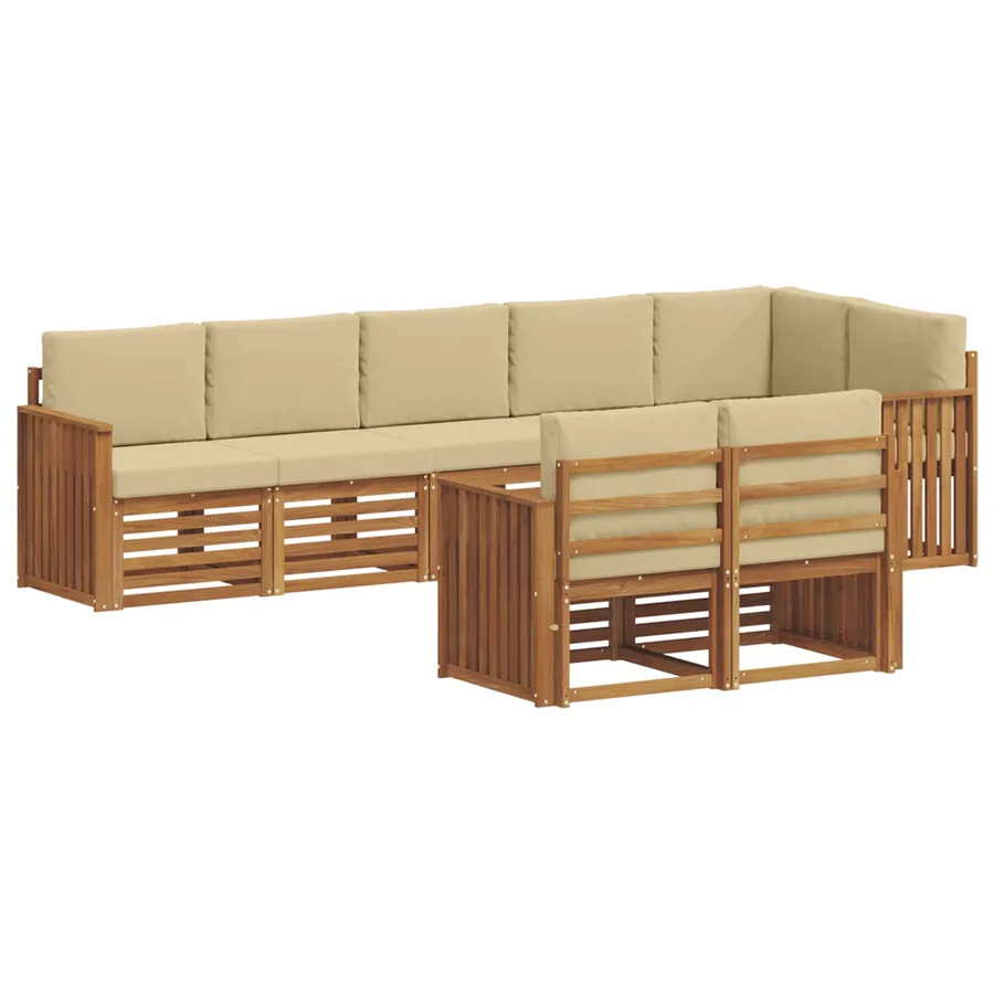 Ensembles de canapés avec coussin 8 pcs Naturel et Beige - 2