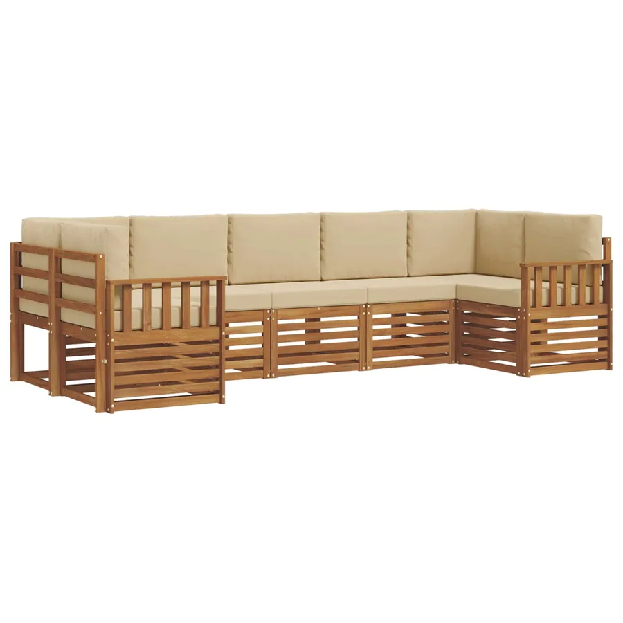 Ensemble de canapé d'angle avec coussin 7 pcs Naturel et Beige - 2