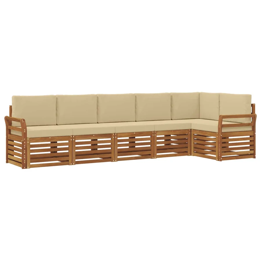 Ensemble de canapé d'angle avec coussin 6 pcs Naturel et Beige - 2