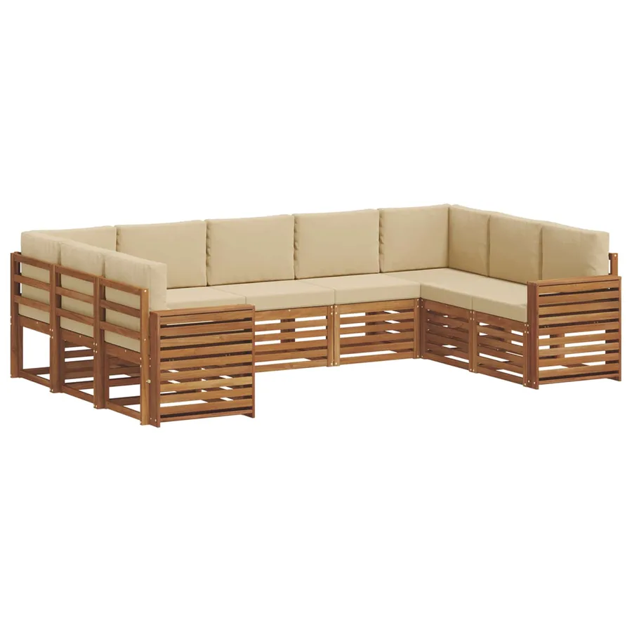 Ensemble de canapé d'angle avec coussin 9 pcs Naturel et Beige - 2