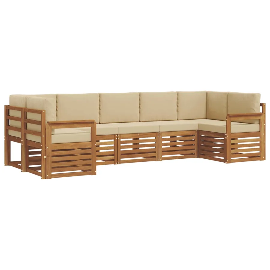 Ensemble de canapé d'angle avec coussin 7 pcs Naturel et Beige - 2