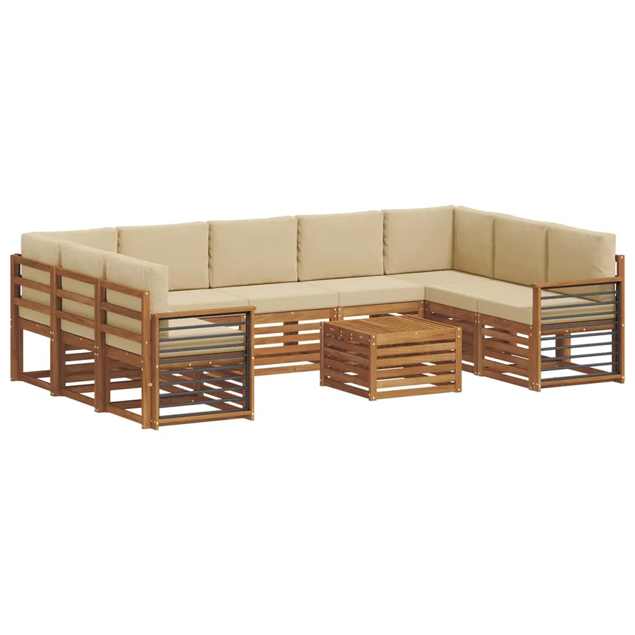 Ensembles de canapés avec coussin 10 pcs Naturel et Beige - 2