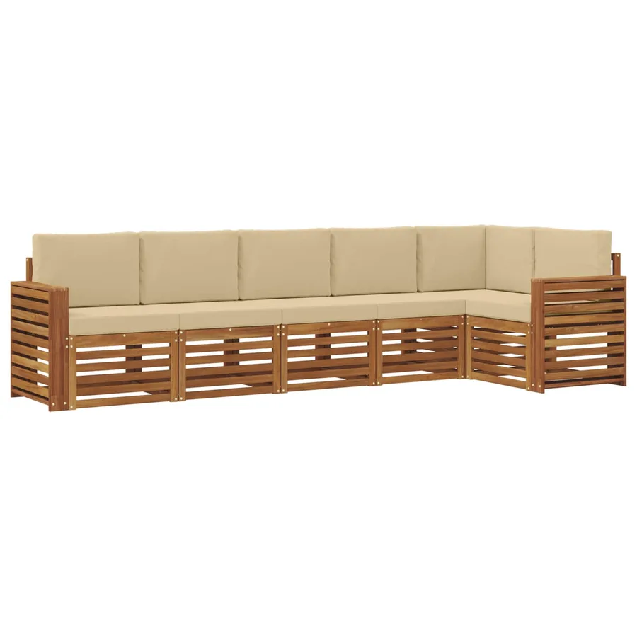 Ensemble de canapé d'angle avec coussin 6 pcs Naturel et Beige - 2