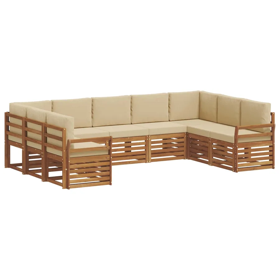 Ensemble de canapé d'angle avec coussin 9 pcs Naturel et Beige - 2