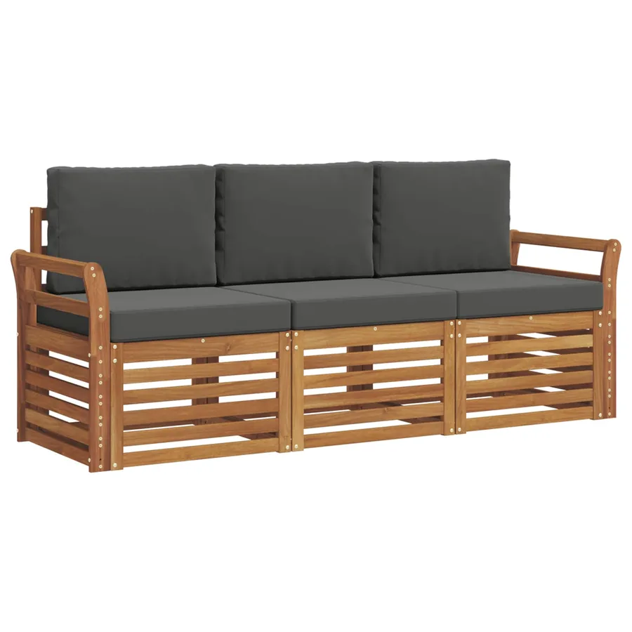 Ensembles de canapés avec coussin 3 pcs Naturel et Anthracite - 2