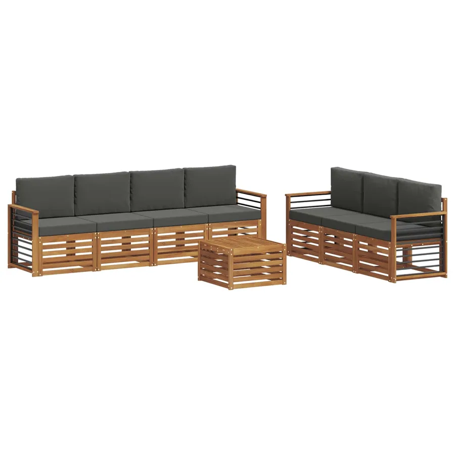 Ensembles de canapés avec coussin 8 pcs Naturel et Anthracite - 2