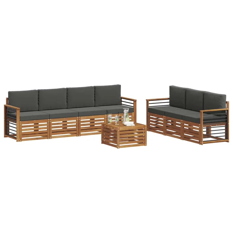 Ensembles de canapés avec coussin 8 pcs Naturel et Anthracite - 3