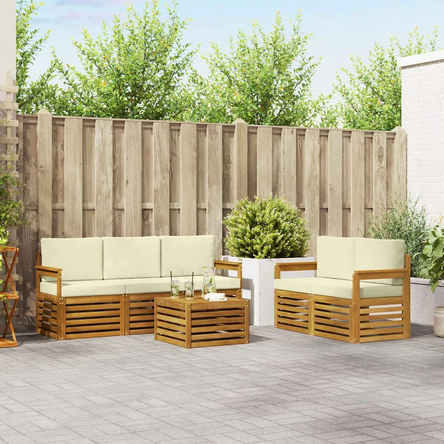 Ensembles de canapés avec coussin 6 pcs Naturel et Crème