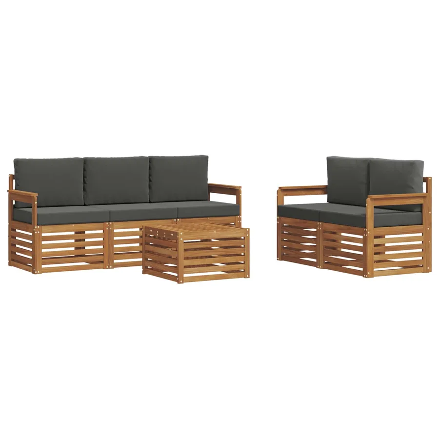 Ensembles de canapés avec coussin 6 pcs Naturel et Anthracite - 2