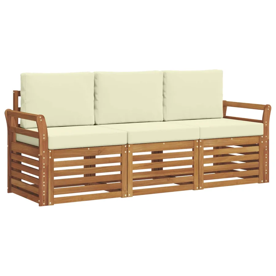 Ensembles de canapés avec coussin 3 pcs Naturel et Crème - 2