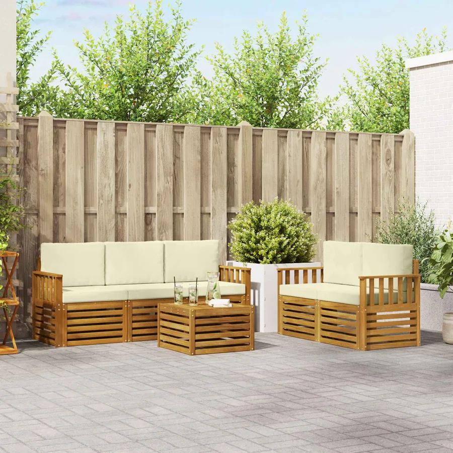 Ensembles de canapés avec coussin 6 pcs Naturel et Crème