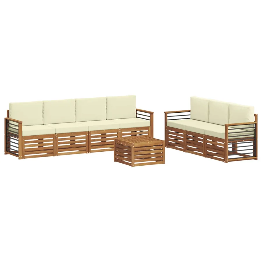 Ensembles de canapés avec coussin 8 pcs Naturel et Crème - 2