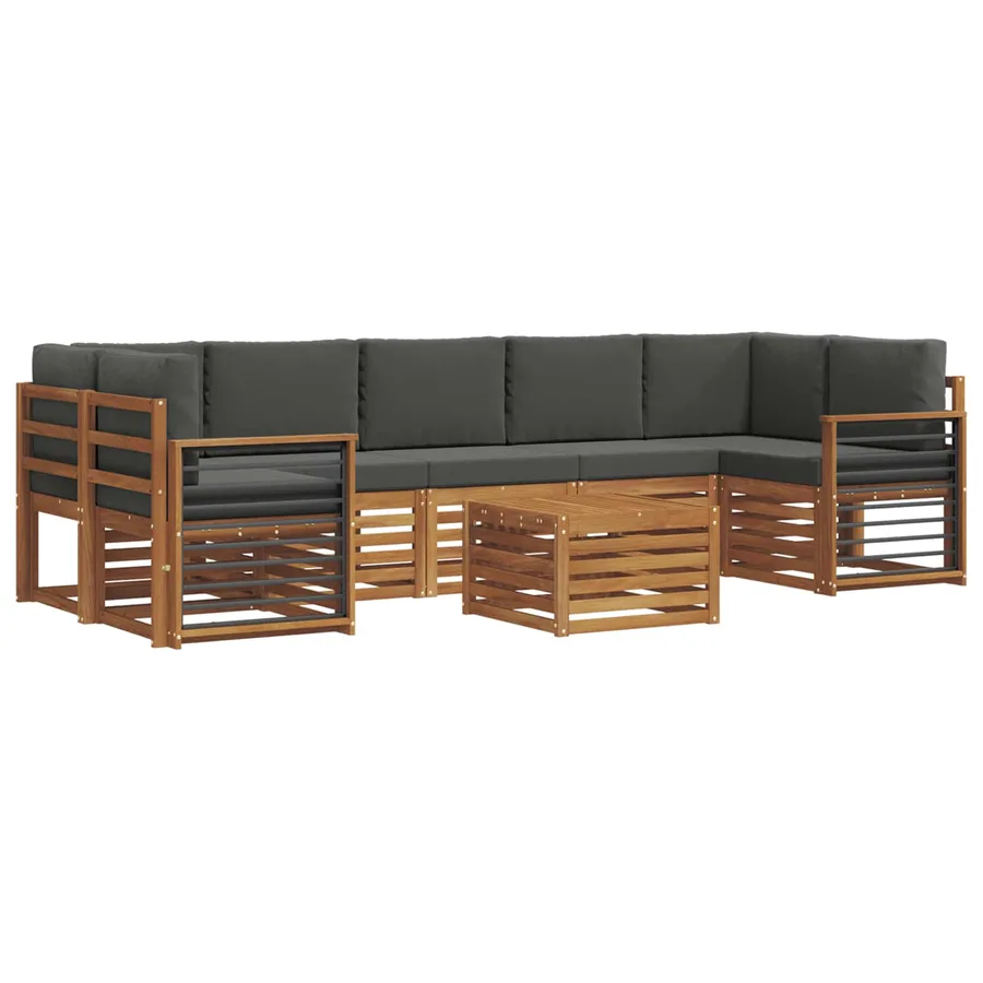 Ensemble de canapés d'extérieur 8 pcs Naturel et Anthracite - 2