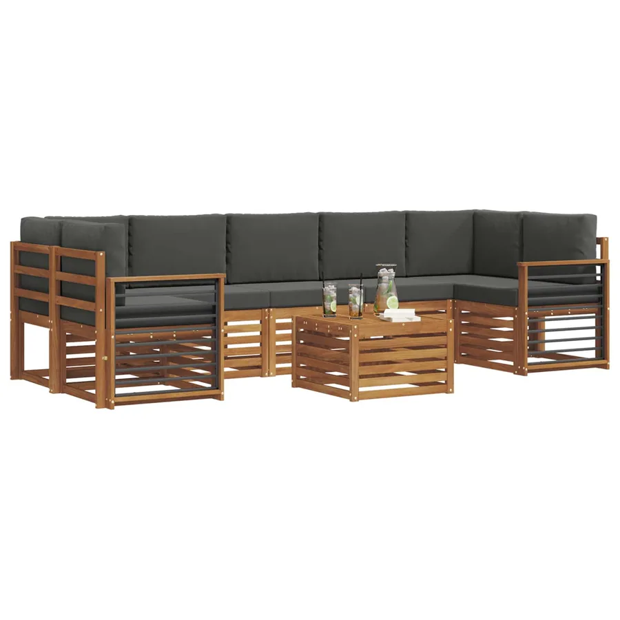 Ensemble de canapés d'extérieur 8 pcs Naturel et Anthracite - 3