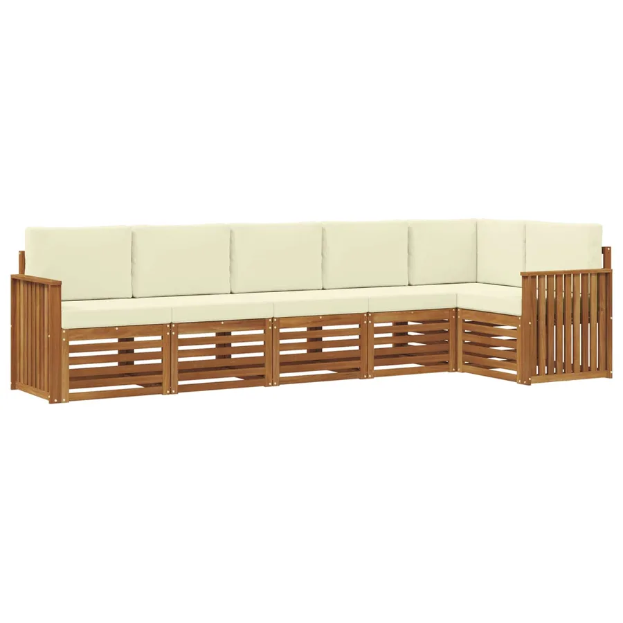 Ensemble de canapé d'angle avec coussin 6 pcs Naturel et Crème - 2