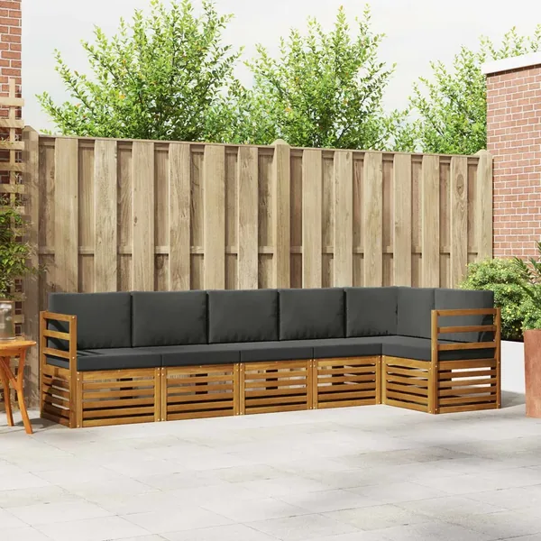 Ensemble de canapé d'angle 6 pcs Naturel et Anthracite