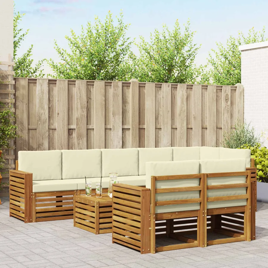 Ensembles de canapés avec coussin 9 pcs Naturel et Crème