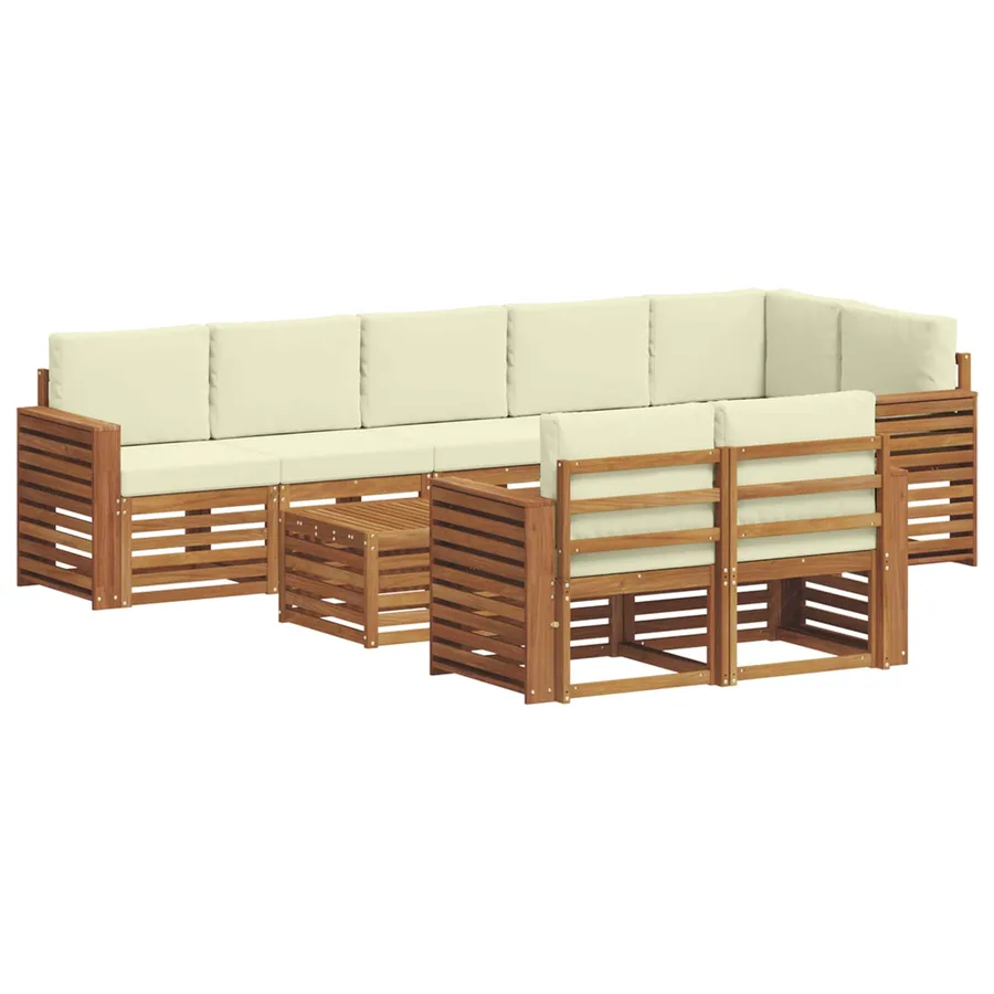 Ensembles de canapés avec coussin 9 pcs Naturel et Crème - 2