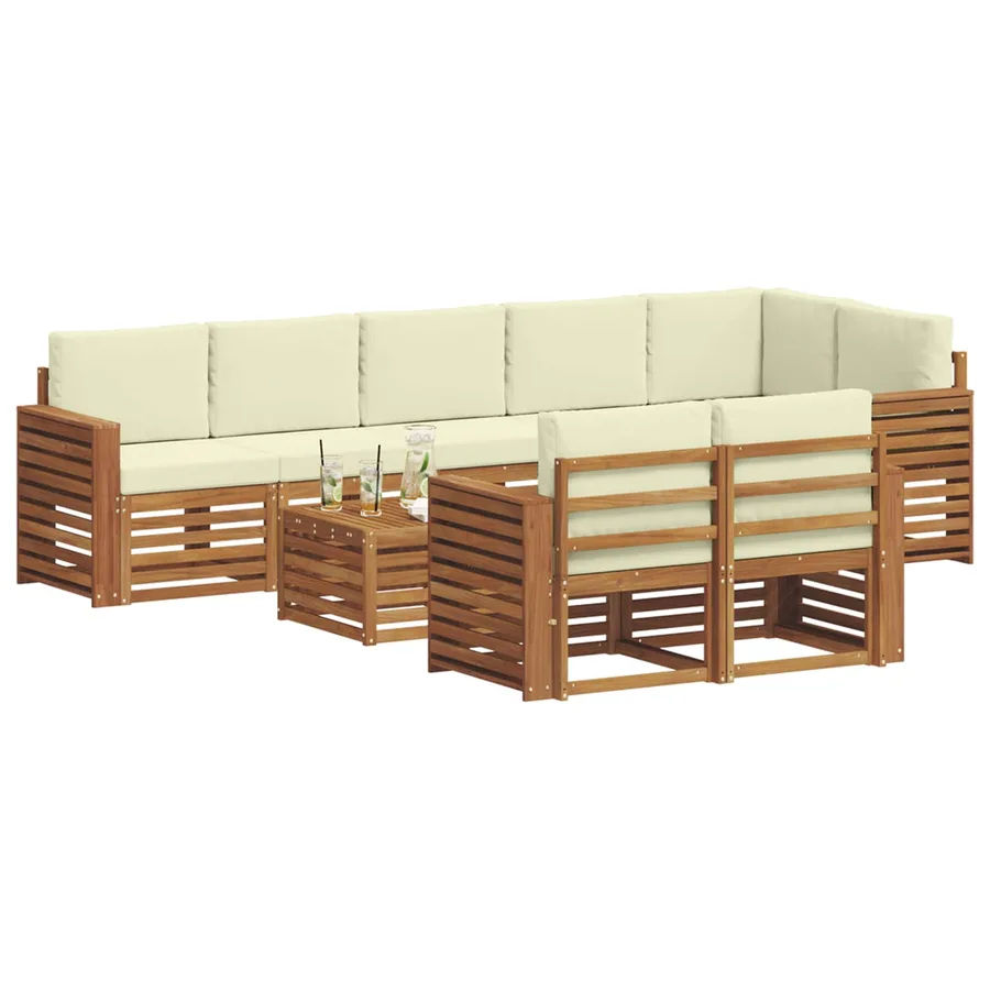 Ensembles de canapés avec coussin 9 pcs Naturel et Crème - 3