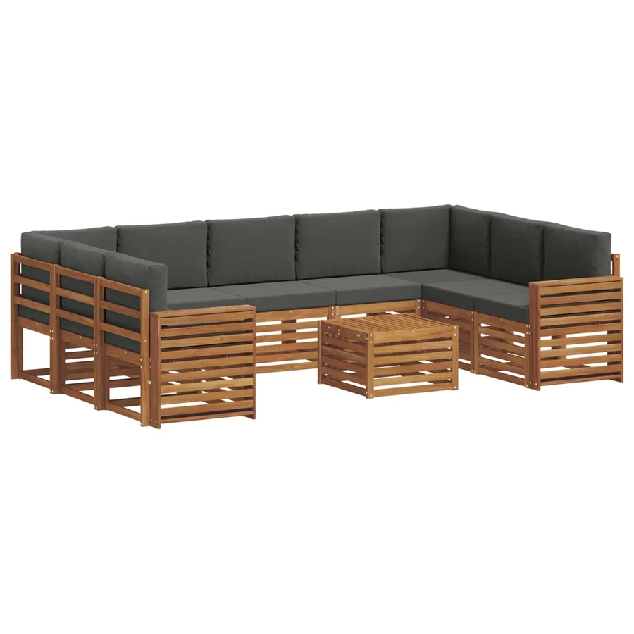 Ensembles de canapés avec coussin 10 pcs Naturel et Anthracite - 2