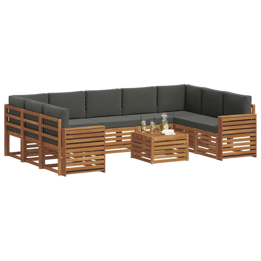 Ensembles de canapés avec coussin 10 pcs Naturel et Anthracite - 3