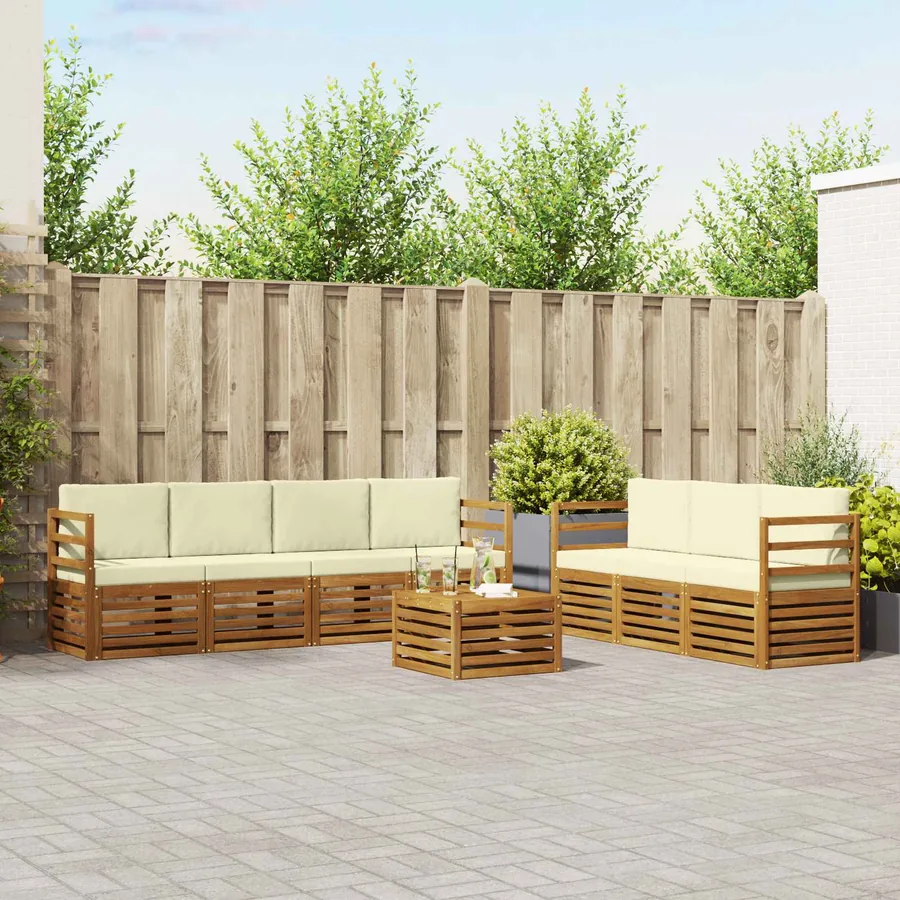 Ensembles de canapés avec coussin 8 pcs Naturel et Crème