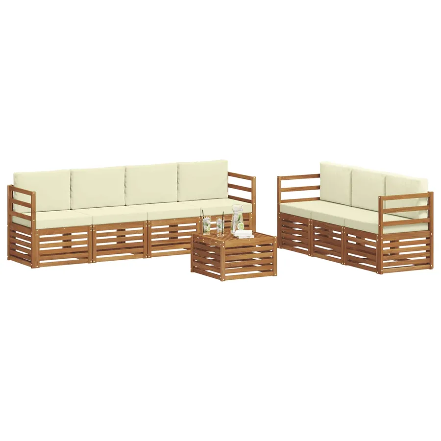 Ensembles de canapés avec coussin 8 pcs Naturel et Crème - 3