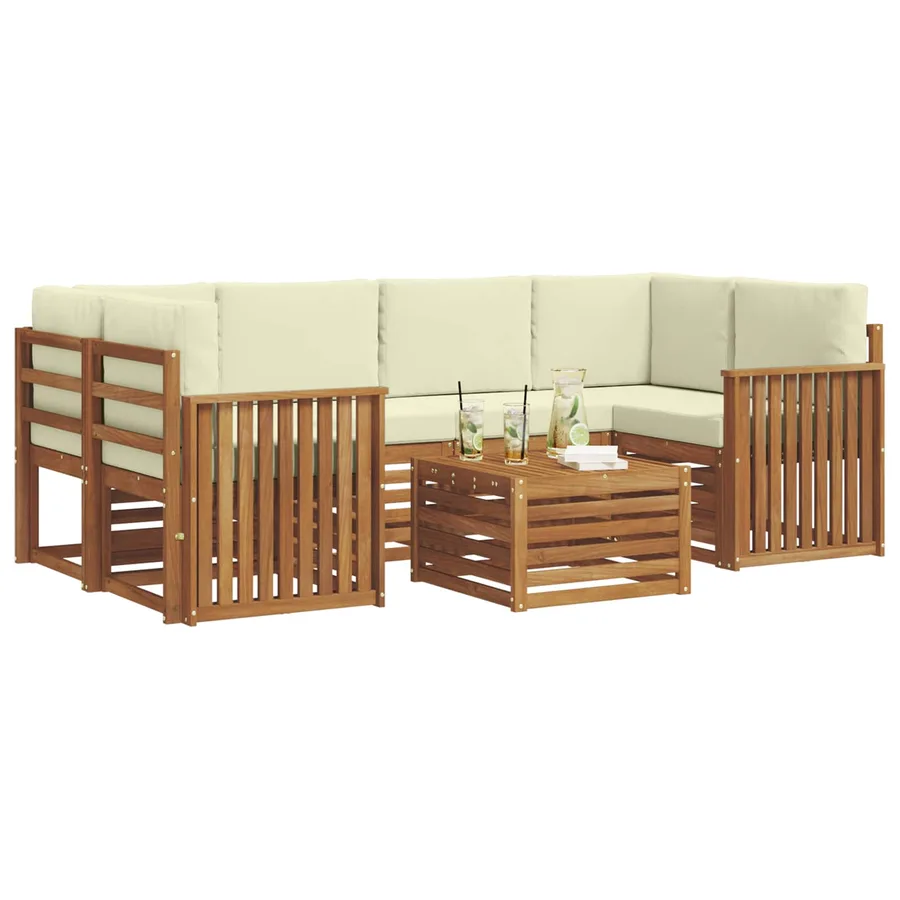 Ensemble de canapés d'extérieur 7 pcs Naturel et Crème - 3