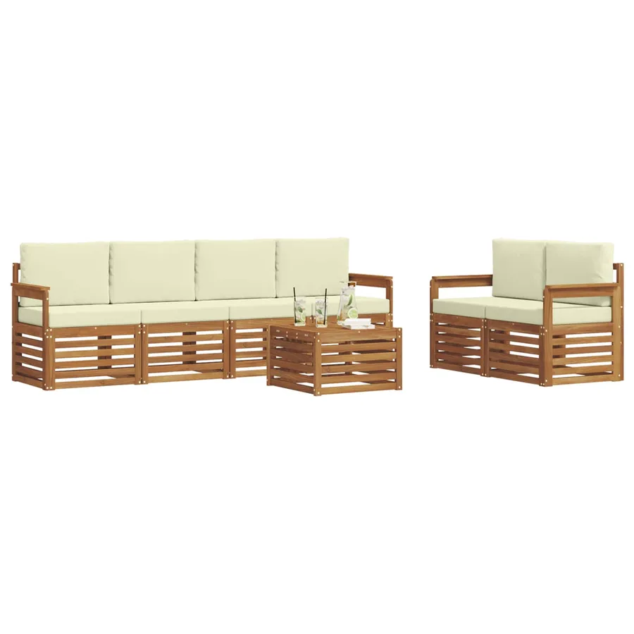 Ensemble de canapés d'extérieur 7 pcs Naturel et Crème - 3