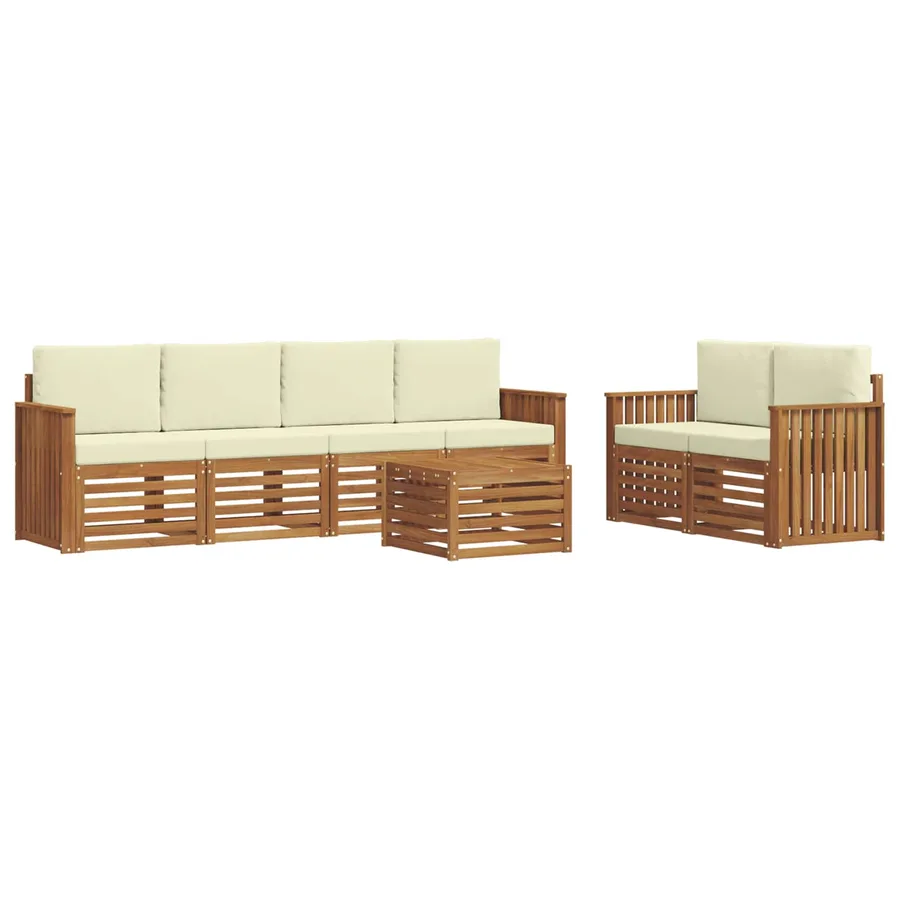 Ensemble de canapés d'extérieur 7 pcs Naturel et Crème - 2