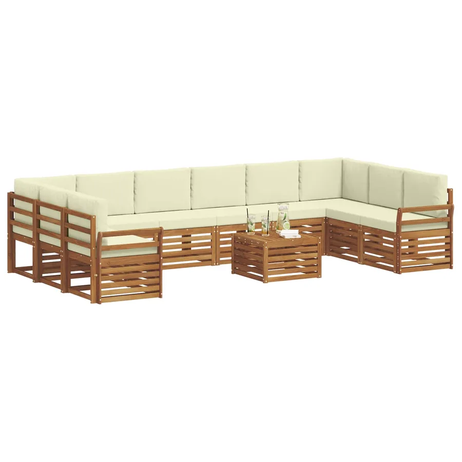 Ensemble de canapés d'extérieur 11 pcs Naturel et Crème - 3
