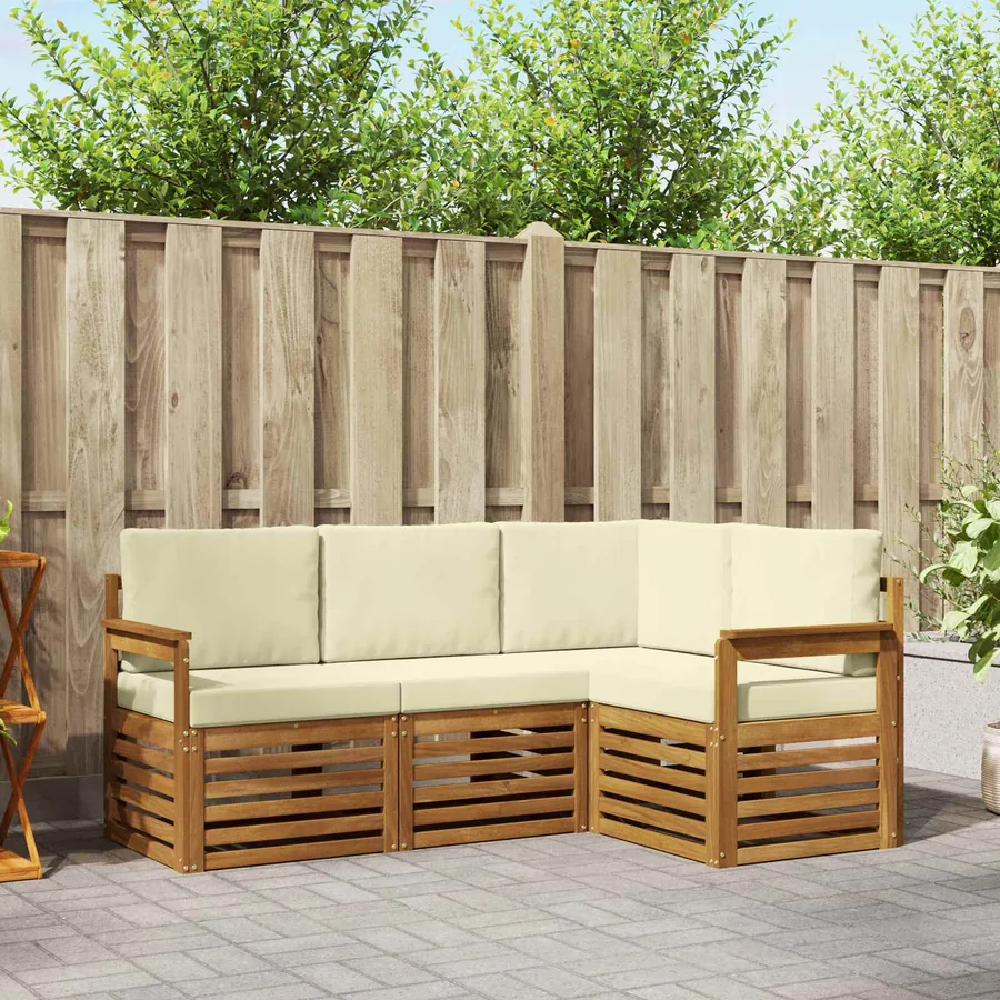 Ensembles de canapés avec coussin 4 pcs Naturel et Crème