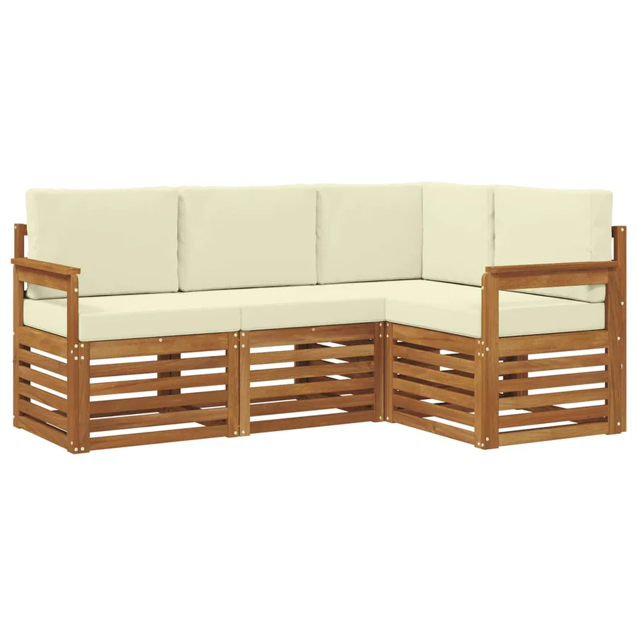 Ensembles de canapés avec coussin 4 pcs Naturel et Crème - 2