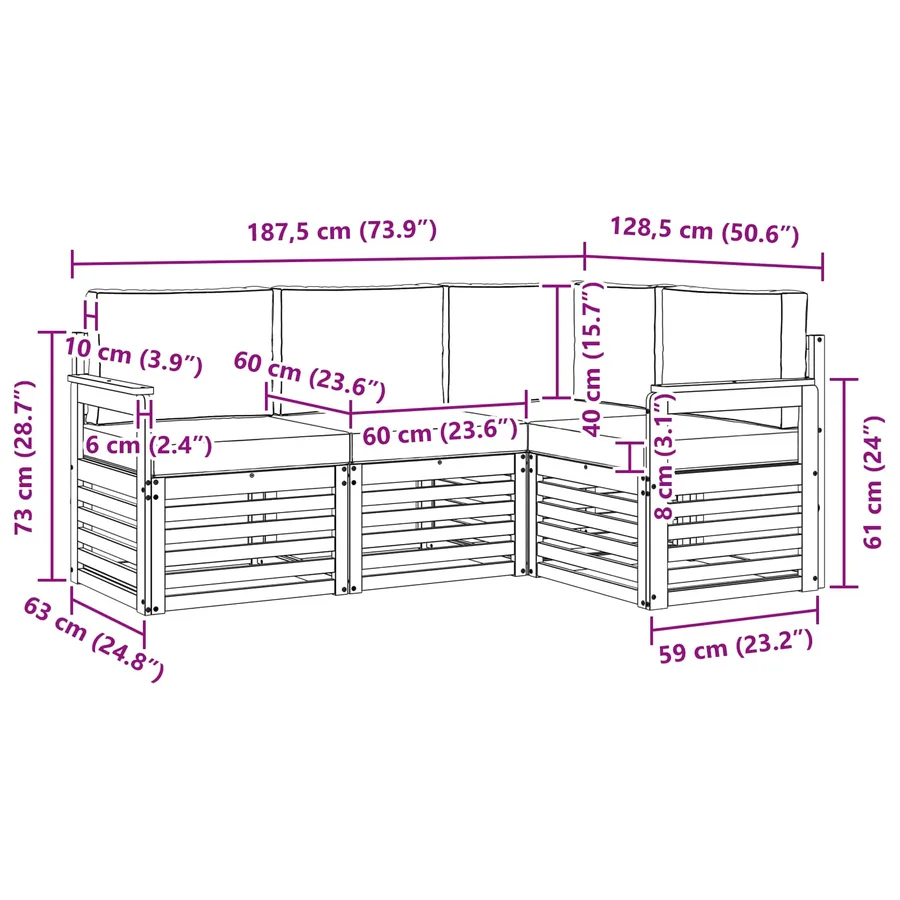 Ensembles de canapés avec coussin 4 pcs Naturel et Crème - 9