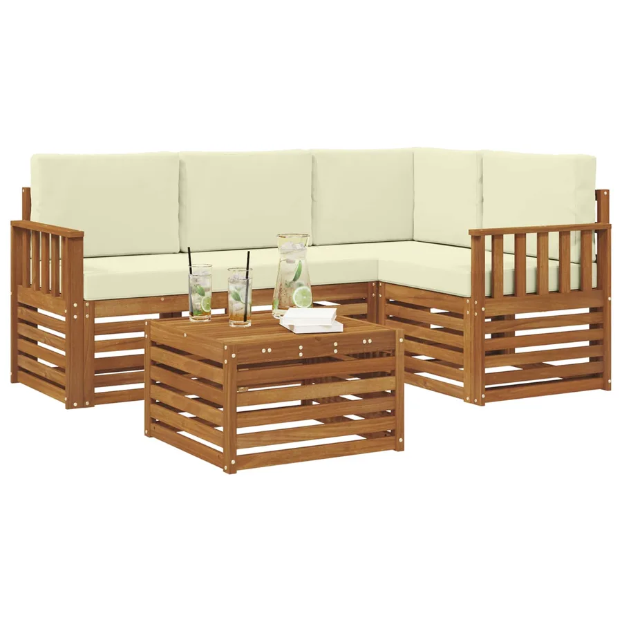 Ensemble de canapés d'extérieur 5 pcs Naturel et Crème - 3