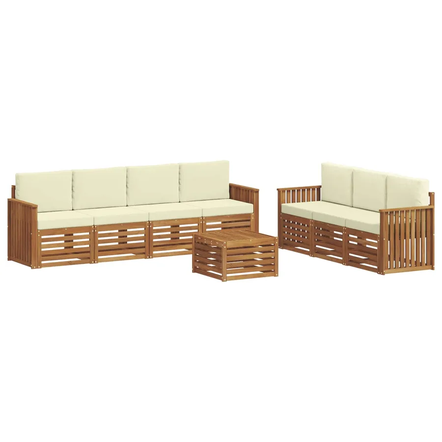 Ensembles de canapés avec coussin 8 pcs Naturel et Crème - 2