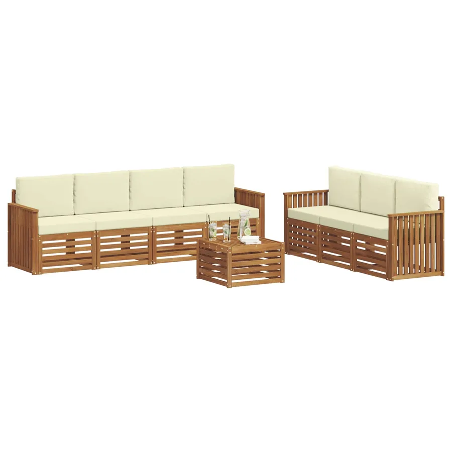 Ensembles de canapés avec coussin 8 pcs Naturel et Crème - 3