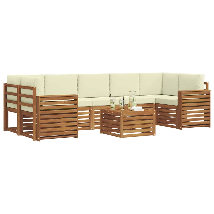 Ensemble de canapés d'extérieur 8 pcs Naturel et Crème - 3