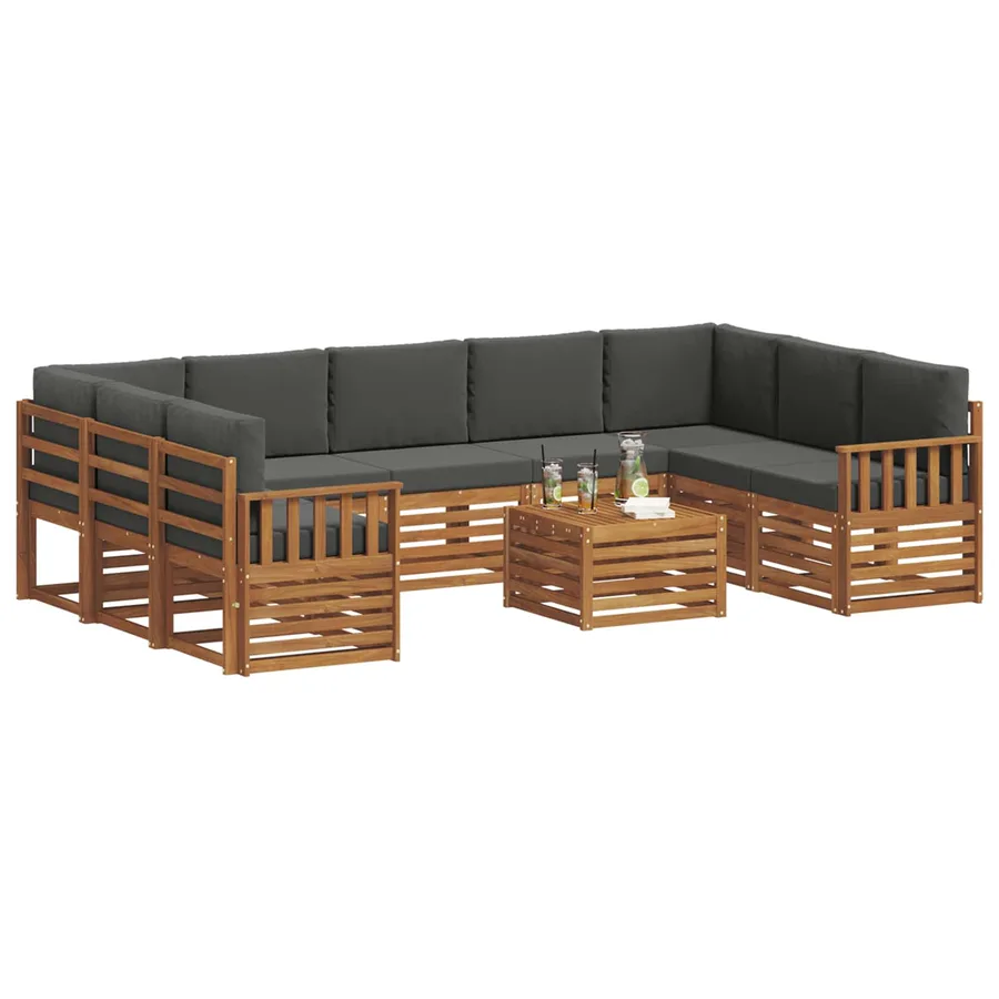 Ensembles de canapés avec coussin 10 pcs Naturel et Anthracite - 3